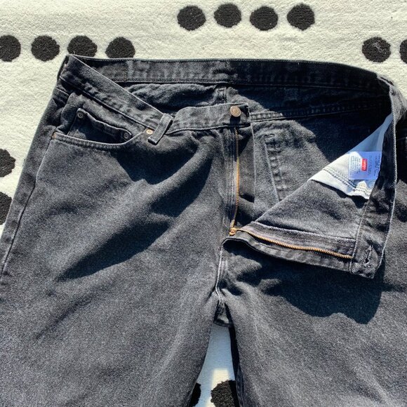 Wrangler Washed Faded Black Denim Straight Leg Dark Wash Classic Relaxed Fit Jea - Picture 4 of 13